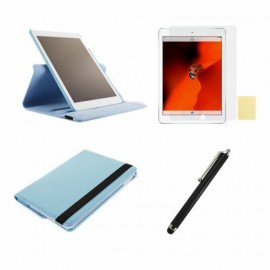 Leather-Style 360 Rotation Case for iPad 5 (Air) includes Screen Protector and Stylus - Light Blue 