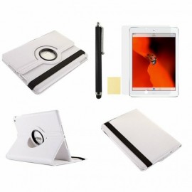 Leather-Style 360 Rotation Case for iPad 5 (Air) includes Screen Protector and Stylus - White