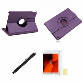 Leather-Style 360 Rotation Case for iPad 5 (Air) includes Screen Protector and Stylus - Purple