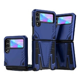 Shockproof Rubber Hybrid Stand Case for Samsung Galaxy Z Flip 3 5G - Blue