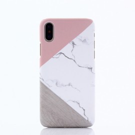 Hard Back Cover Marble Pattern Phone Case for iPhone X/XS - Pink