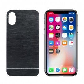 Brushed Metal Hard Case Cover For Apple iPhone X/XS - Black