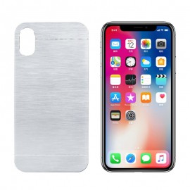 Brushed Metal Hard Case Cover For Apple iPhone X/XS - Silver