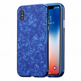 Magnetic Marble Tempered Glass Case Cover iPhone XS - Blue