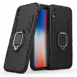 Hybrid Armoured Ring Magnetic Case for iPhone XR - Black