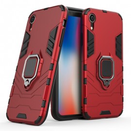 Hybrid Armoured Ring Magnetic Case for iPhone XR - Red