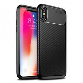 Carbon Fibre Soft Silicone Slim Case Back Cover Apple iPhone X/XS - Black