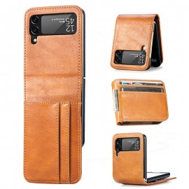 Leather-Style Case with Card Slot for Samsung Galaxy Z Flip 3 5G - Yellow