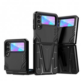 Shockproof Rubber Hybrid Stand Case for Samsung Galaxy Z Flip 3 5G - Black