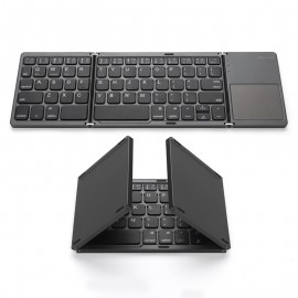 Universal Wireless Bluetooth Foldable Keyboard with Touch Pad - Black