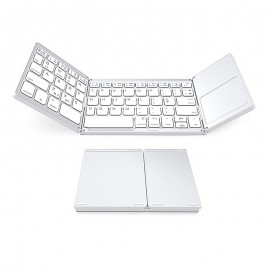 Universal Wireless Bluetooth Foldable Keyboard with Touch Pad - White